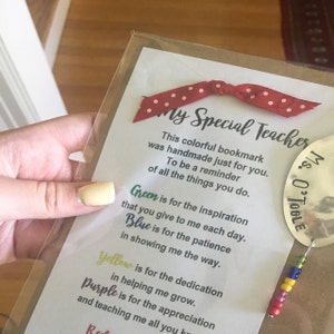 Personalized Teacher Bookmark Gift, Teacher Appreciation, Thank You ...