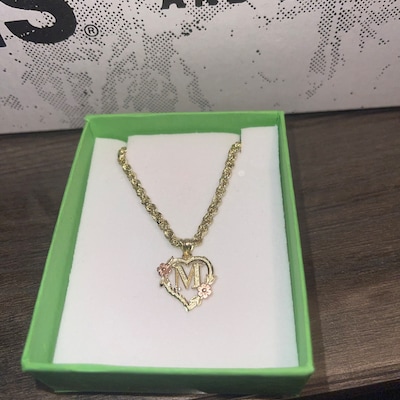 10K Solid Yellow Rose Gold Heart Initial Letter Pendant A-Z Any ...