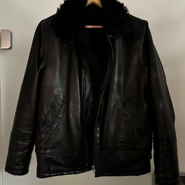 Men Brown Shearling Leather Trench Coat main image 1