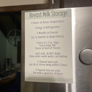 Breastmilk Storage frame magnet - English or Spanish