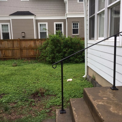 4' Four Foot Stair Railing Handrail Standard Flatbar Top With Posts for ...