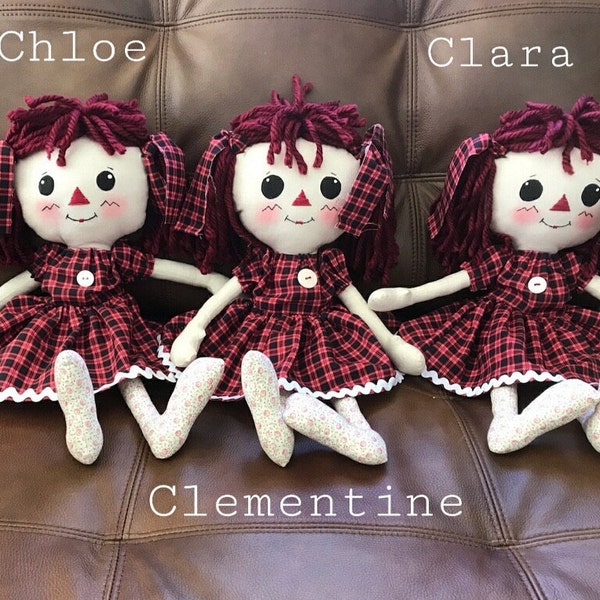 Easy Rag Doll Sewing Pattern, Raggedy Ann, Primitive Annie Doll (PDF ...