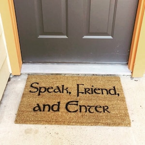 Tolkien Speak Friend And Enter Geek Funny Doormat Nerd Gift Outdoor Welcome Mat Doormatt New House Gift Door Durin Gandalf