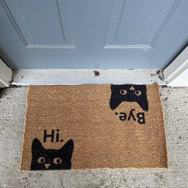 Hi Bye Cat Doormat | Housewarming Gift | Welcome Door Mat | Personalized  Custom Doormat | New Home Gift | Wedding Gift | Personalized Gift