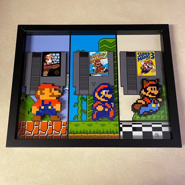 Super Mario Bros 3D Pixel Art - Framed Nintendo NES Art (11x14) - Etsy