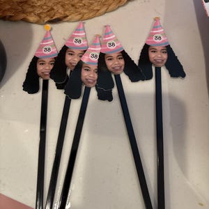 Custom Face Photo Cocktail Drink Stirrer, Adult 30th 21st 35th 40th 50th 60 Birthday Party Decoration Favor Personalized Swizzle Stir Stick