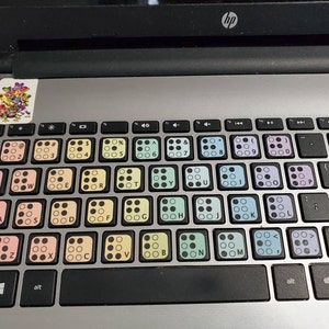QBCC 8950 Braille Symbol Keyboard Stickers in Pastel Rainbow 
