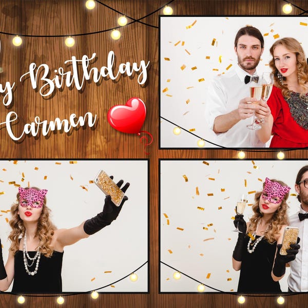 Christmas Photo Booth Template, Photobooth Xmas New Year Party Frame