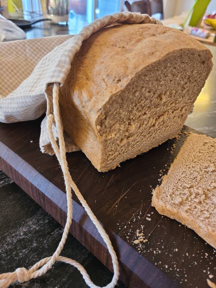 Linen Bread Bag, Bread Bag for Homemade Sourdough Bread, Reusable Produce Bag, Food Storage, Made in USA, Bread Baker Gift