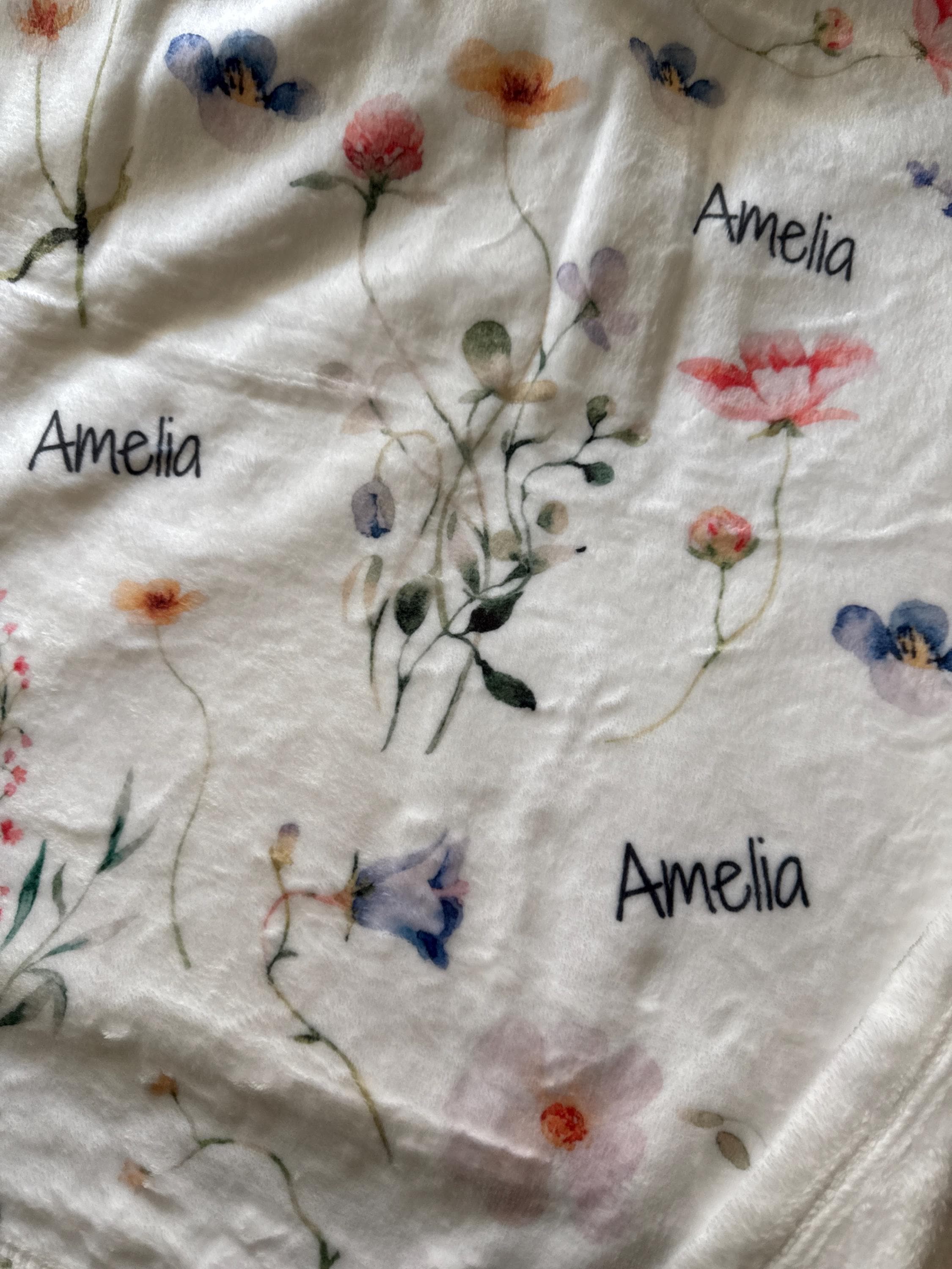 Personalized Wildflower Baby Blanket Custom Baby Shower Gift Newborn Nursery Decor Girl Minky Baby Blanket Fleece Newborn Blanket Girl B1