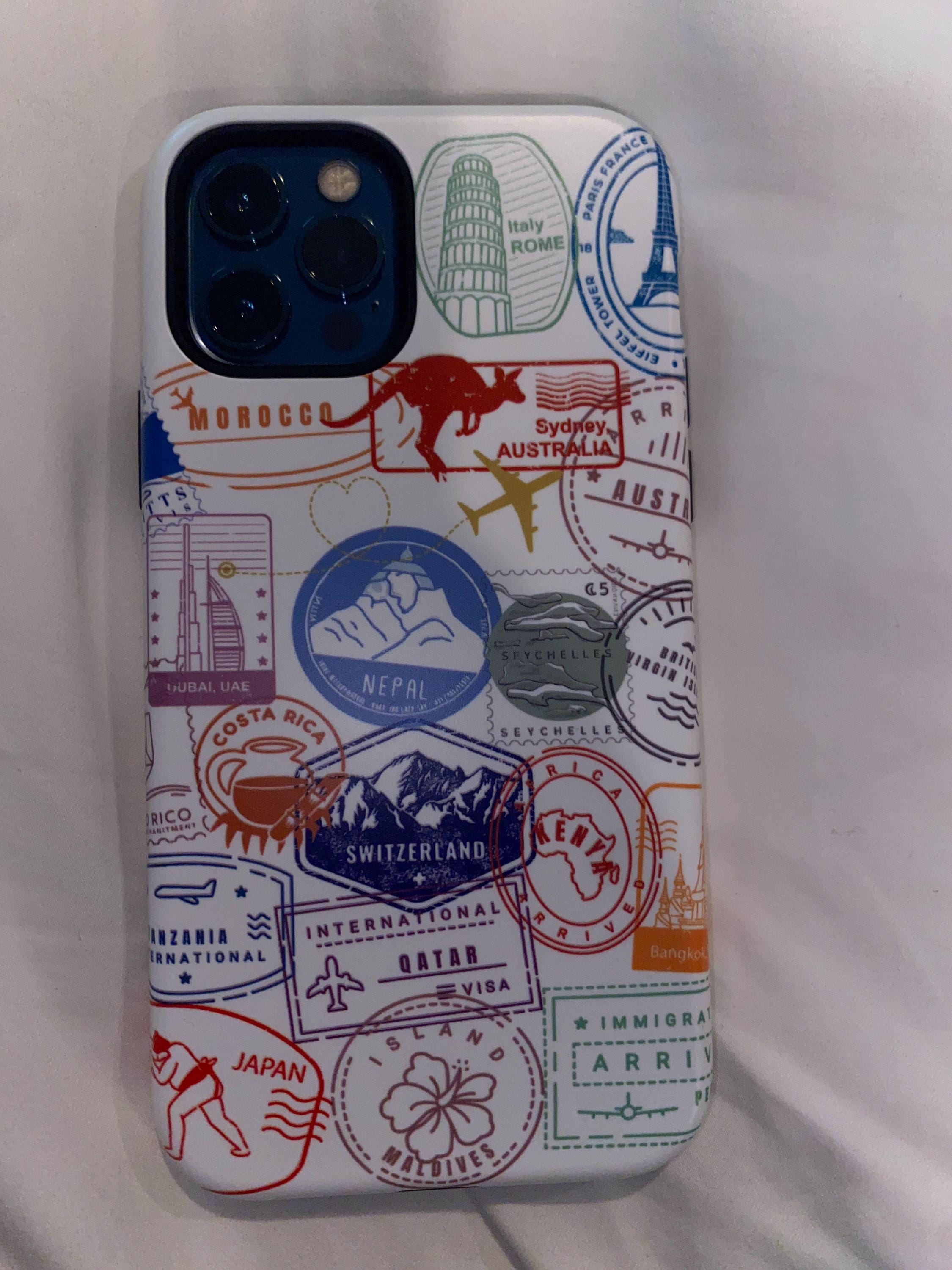 Create Your Own Travel Country Passport Stamp Travel Phone Case, For iPhone 13 15 14, Travel the World, Traveling Quote, Cute Thin Silicone,