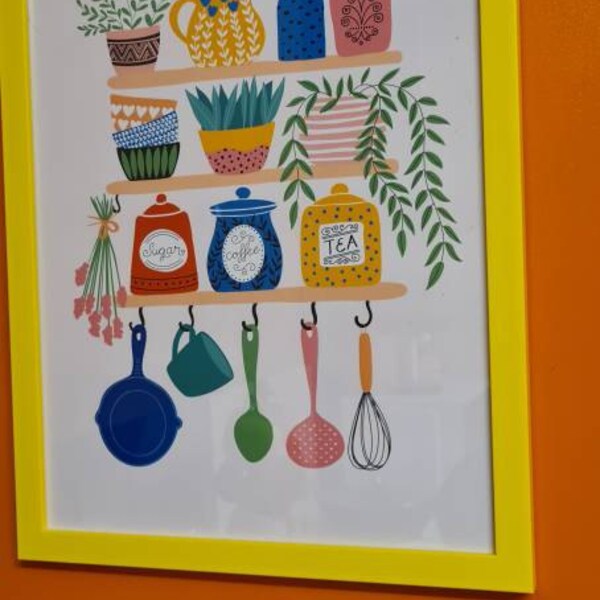 kitchen prints: the ideal solution for kitchen decor... Colourful Kitchen Print // Kitchen Wall Decor, Kitchen Illustration ...