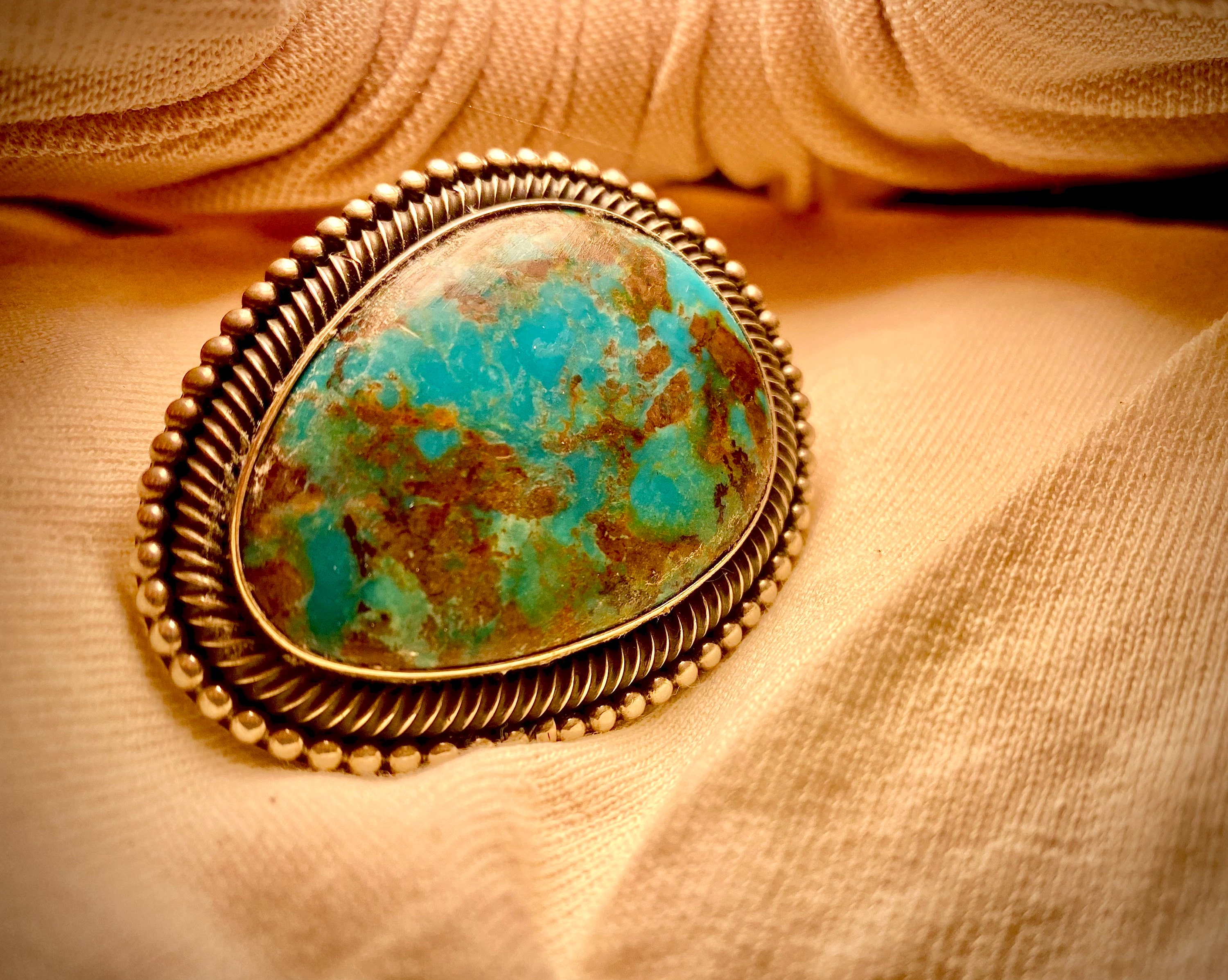 Huge Navajo Ernest Roy Begay Heavy Sterling Silver Turquoise Ring