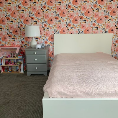 Floral Wallpaper Genevieve Floral by Crystal Walen Floral Coral Custom ...