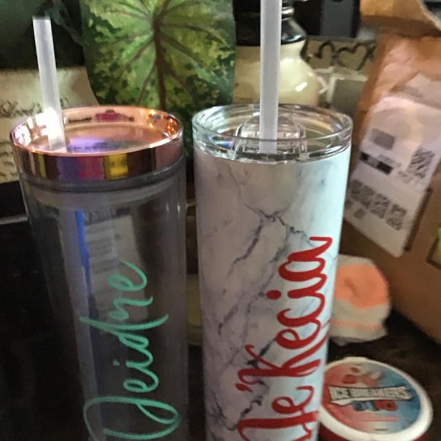 Personalized Marble 20oz Skinny Tumbler With Straw and Anti-slip Silicone  Bottom Ready to Ship Priority Shipping 
