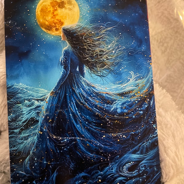 Selene Art Print Greek Moon Goddess Wall Decor Night Sky Stars Divine ...