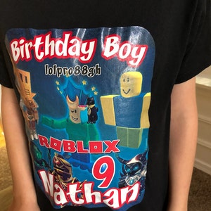 Roblox Birthday Shirt With Avatar Roblox Boy Birthday Shirt Etsy - roblox shirt template sticker by lu blue