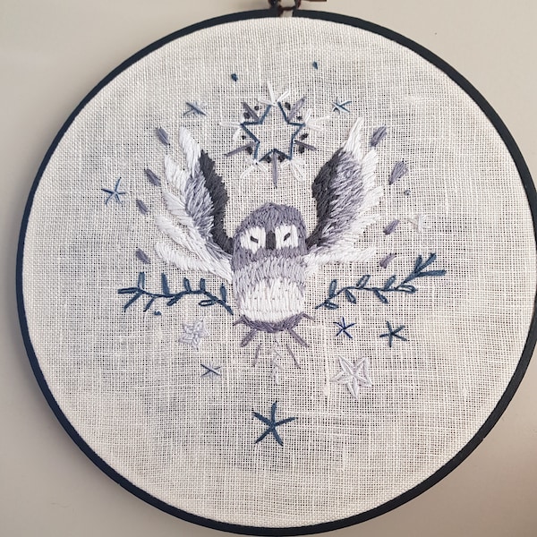 PDF Starry Owl Hand Embroidery Pattern, Celestial Decor Hoop Art Design ...