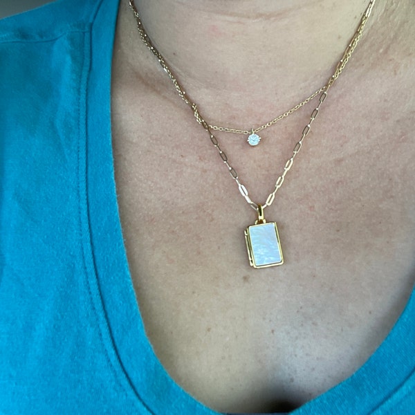 Pearl Locket Necklace by Caitlyn Minimalist • Silver Locket Pendant for ...