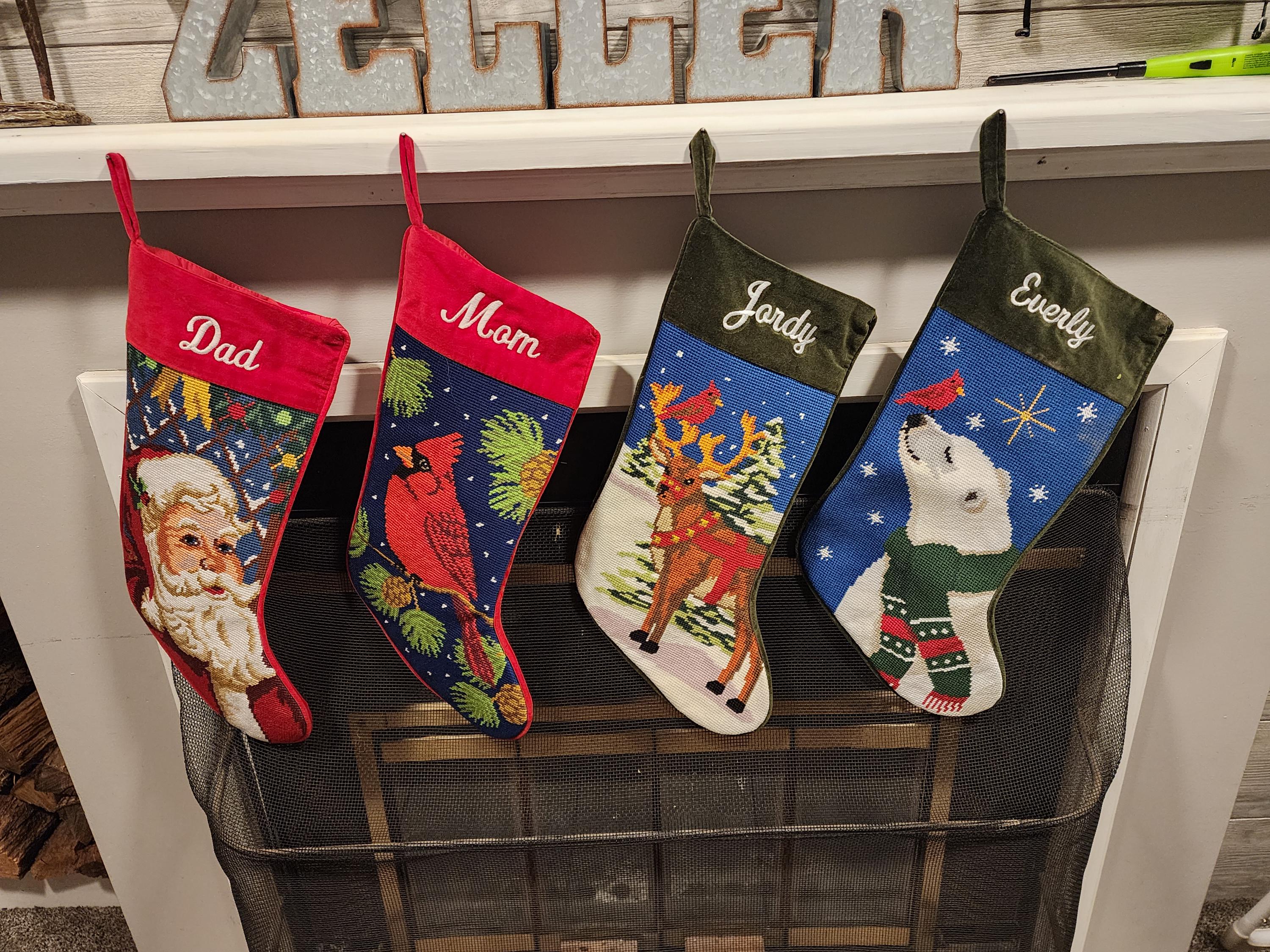 Personalized Needlepoint Stocking - Family Stockings - Old-Fashioned Christmas Décor - Embroidered Name - 12 Designs Available