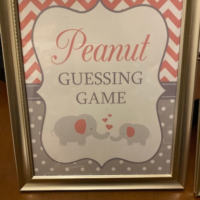 Peanut Guessing Game Printable 8x10 Pink and Gray Elephant Girl's Baby ...