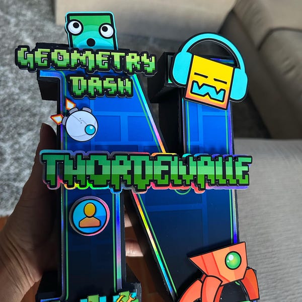 Geometry Dash 3D Number or Letter: Gamer Party Decor - Etsy