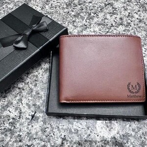 Leather Wallet, Personalized Christmas Gift Mens Wallet, Anniversary ...