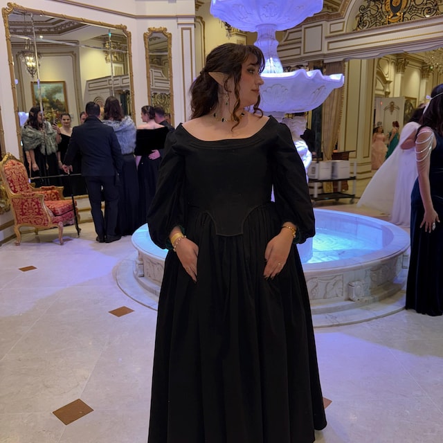 marie antoinette black dress Sheer Panel Back-Tie Ruffled Hem Dress main image 1