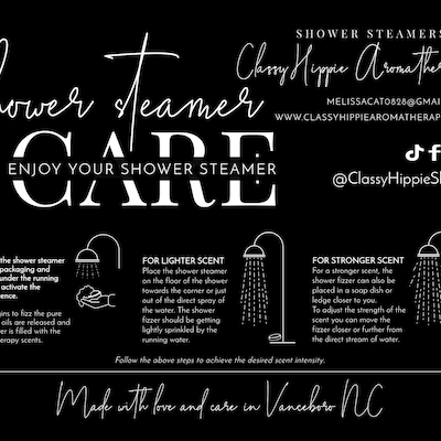 Shower Steamer Care Guide, Editable Shower Bomb Care Card Template ...