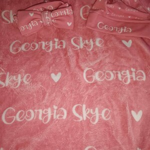 Plush Minky Blanket Set With Hat/bow, Personalized Name Blanket ...
