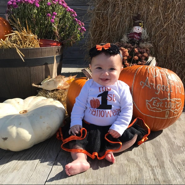 My First Halloween Girl Outfit My 1st Boo Personalized Baby Girl ...