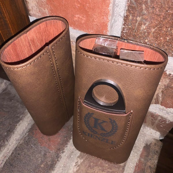 Custom Leather Cigar Case With Cutter, Personalized Cigars Accessories ...