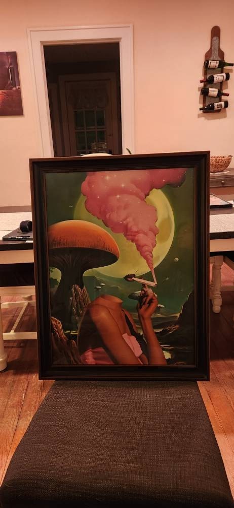 Egoless (Retro Surreal Art, Mushroom Art, Cannabis Poster, Vintage Wall Print, Trippy Wall Art)