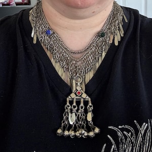 Boho Tribal Statement Necklace | Afghan Kuchi Choker with Colorful Stones | Festival Ethnic Jewelry | Afghan Jewelry