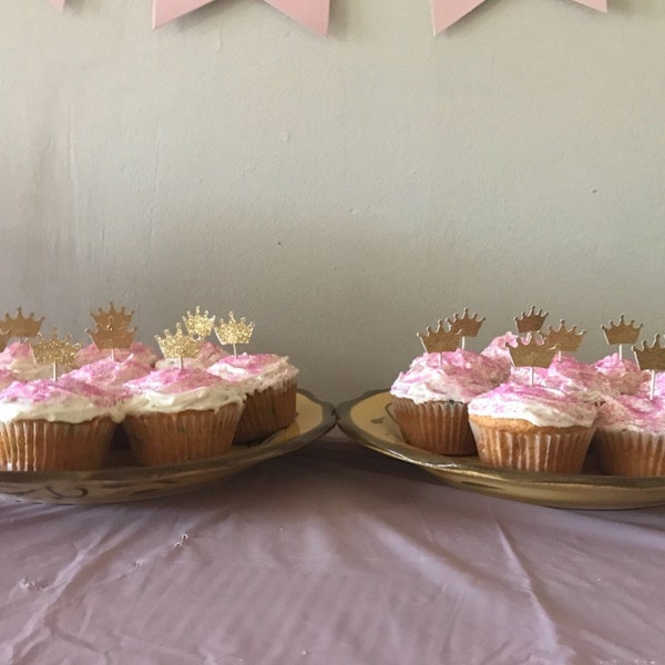 Gold Glitter Crown Cupcake Toppers: Party & Wedding Picks - Etsy