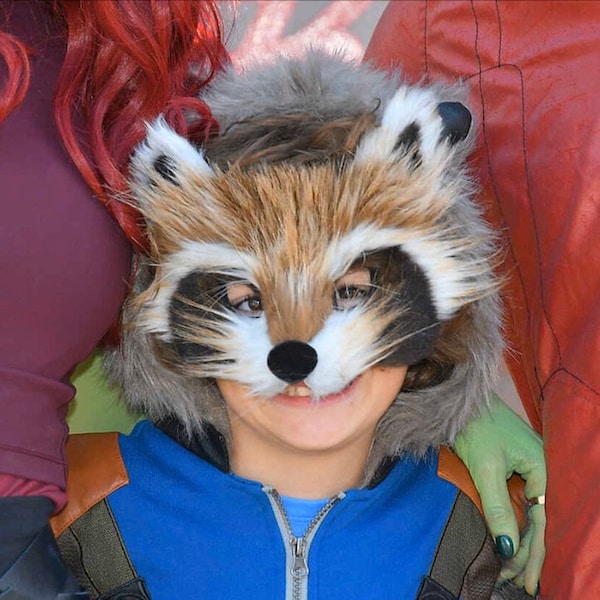 Rocket Racoon Smiling Mask Faux Fur Rocket Raccoon Mask, Handmade - Etsy