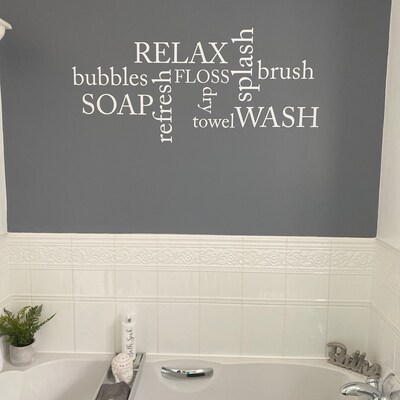 Bathroom Wall Decor Words Bathroom Decals Bathroom Wall - Etsy