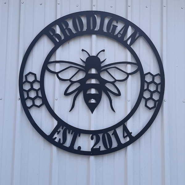 Metal Bee Sign Personalized Honey Bee Sign | Custom Metal Bee Decor | Custom Garden ...