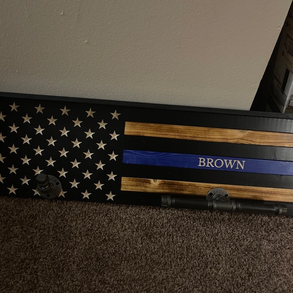 Blue Line Gear Rack Police Gear Rack - Thin Blue Line Gear Rack - Police Officer Gift ...