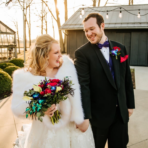 faux fur bridal shawl