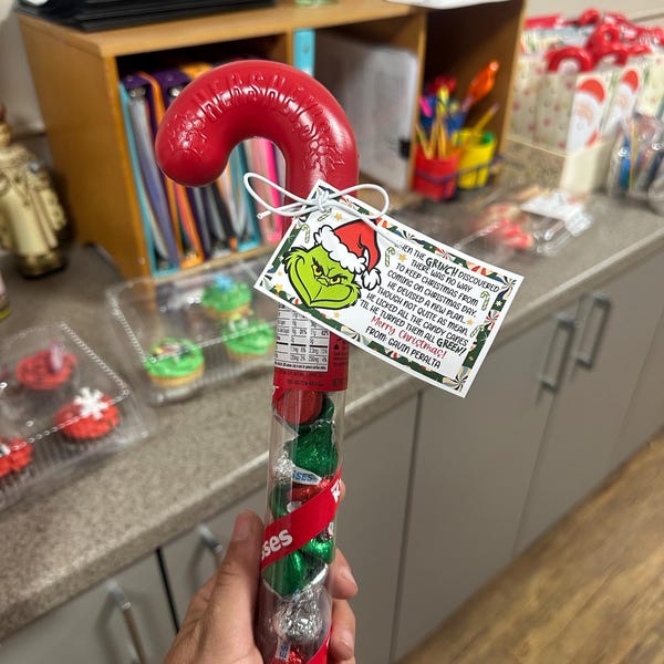 Candy Cane Grinch Inspired Christmas Gift Tags | Printable PDF - Etsy