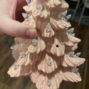 Retro Pink Ceramic Christmas Tree - 11 Inch Tabletop Holiday Decor