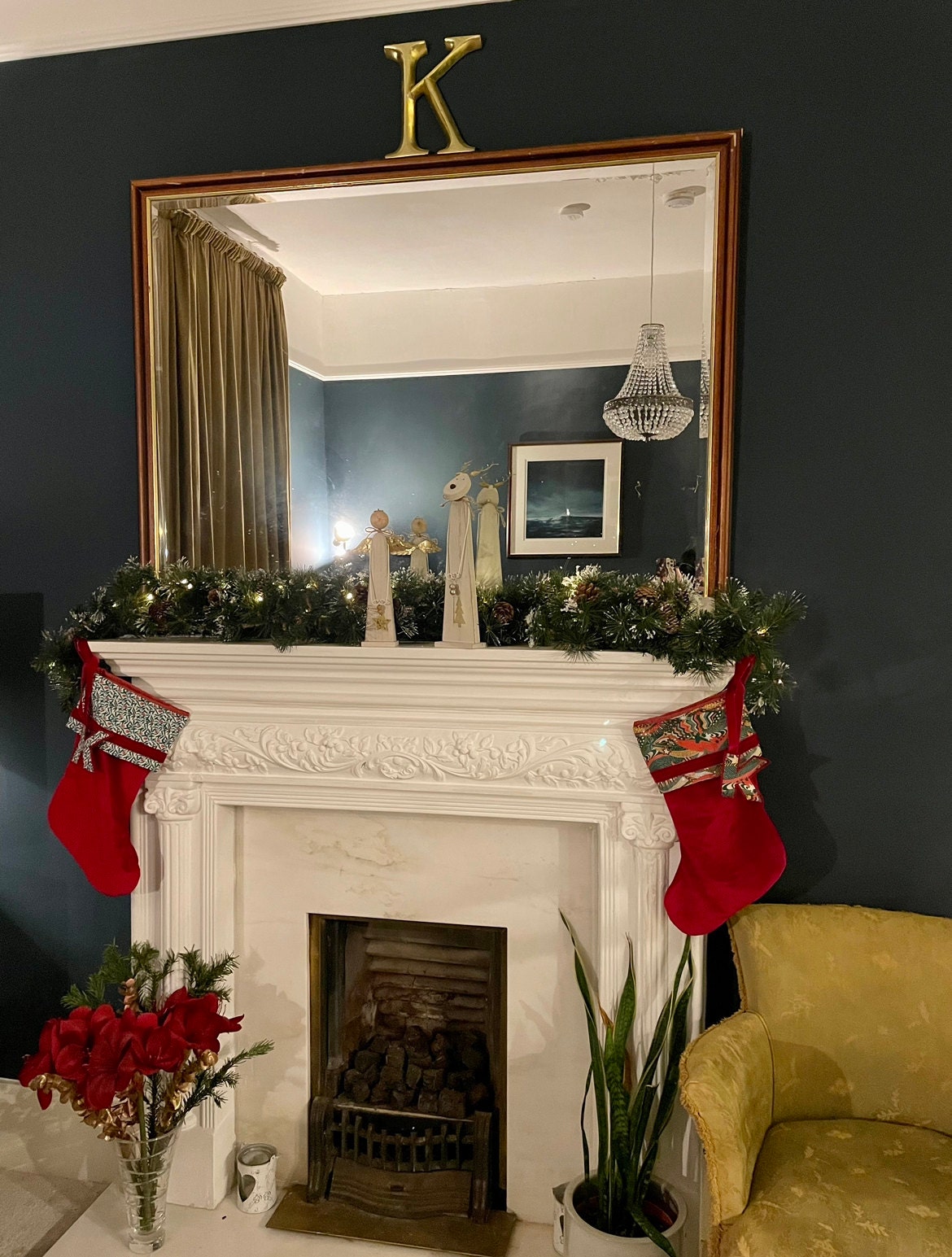 Liberty and velvet Christmas stocking with optional personalisation.