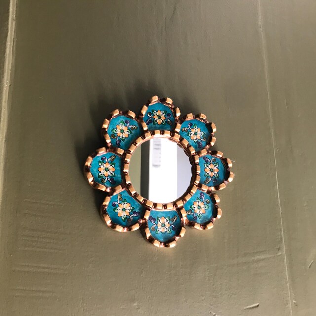Handmade Vintage Wall Mirror Set Of 3 - Colonial Gold Wood Frame - Small Accent Decor