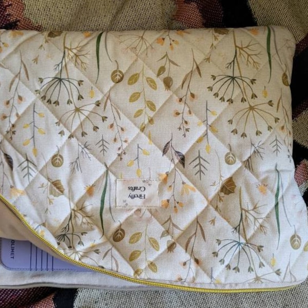 Floral Book Sleeve With Pocket, Padded Book Cover, Flower Book Jacket