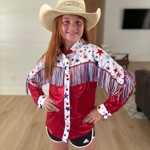 Joiemont Chemise western aztèque cowgirl à manches longues boutonnée avec nœud noué pour femme, Turquoise, Petit