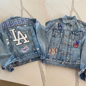 Los Angeles LA Dodgers Custom Denim Jean Jacket Number Jean Jacket Jean Jacket Jersey Team Jacket MLB Etsy