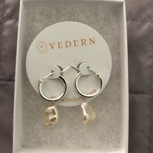 Pearl Silver Hoop Earrings - Silver Pearl Earrings, Pearl
