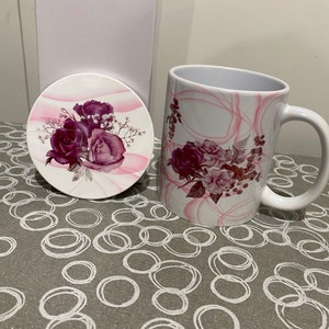 Sublimation Designs for Mugs, Watercolor Flowers and Bees Coffee Mug PNG,  Sublimation Mug Full Wrap Template, Digital 11oz 12oz 15oz Mug 