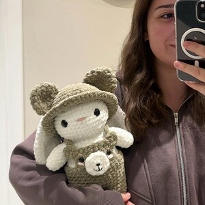 2 in 1 Bunny Plushie in Bear and Frog Outfits Crochet Pattern